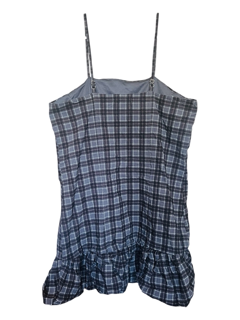Madden NYC Plaid Preppy Grunge Bubble Hem Mini Dress Party Festival  SZ XXL Gray - Picture 3 of 8